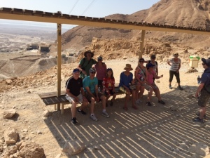 Climbers from our group take a break before reaching a sunny stretch up Masada.