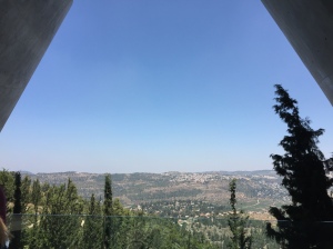 The view from the end of the Holocaust Memorial Museum's main exhibit. Looking down upon a beautiful and bright Israel.